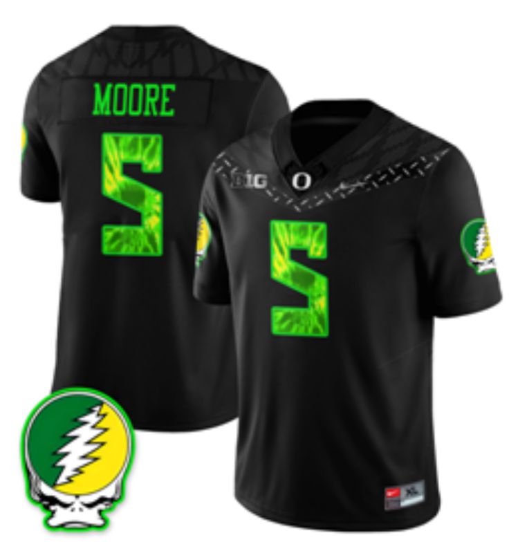 Men 2026 NCAA Lightning #5 Moore Black Three generations Jersey 02
